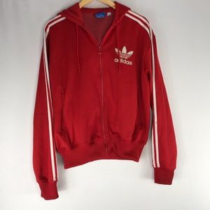 Adidas Original. Red Zip Up Hoodie
